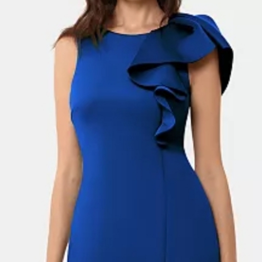 Betsy Adam Ruffled Sheath Dress